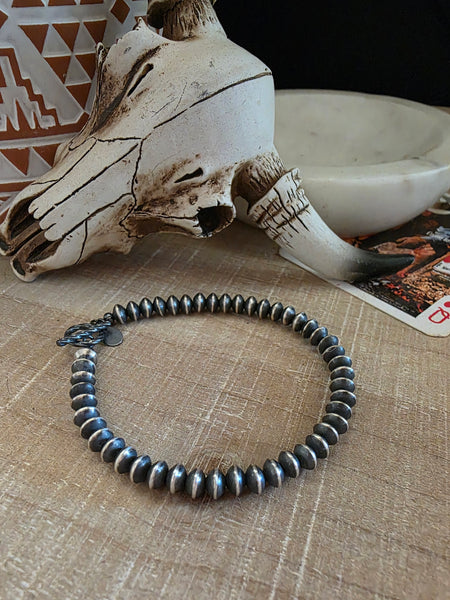 STERLING SILVER SAUCER NAVAJO PEARL BRACELET