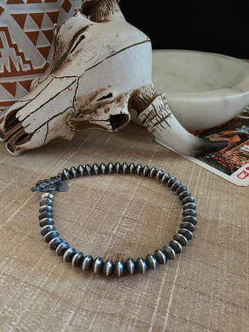 STERLING SILVER SAUCER NAVAJO PEARL BRACELET