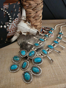 RITA DAWES TURQUOISE SQUASH BLOSSOM NECKLACE