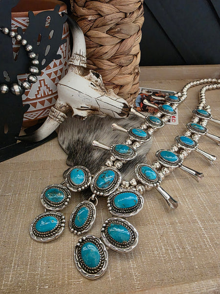 RITA DAWES TURQUOISE SQUASH BLOSSOM NECKLACE