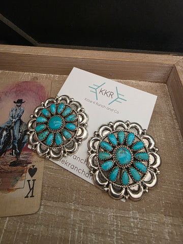 JUSPERT WILSON LARGE TURQUOISE CLUSTER STUDS