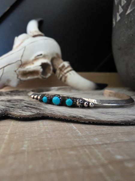 ELLA COWBOY THREE STONE TURQUOISE CUFF