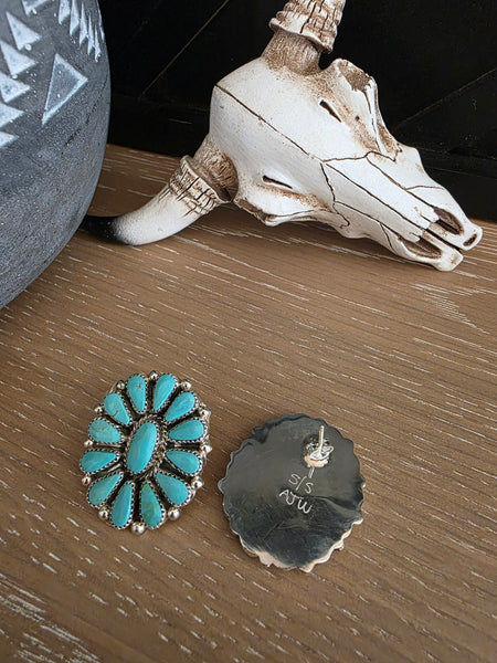 ALICIA WILSON KINGMAN TURQUOISE CLUSTER EARRINGS