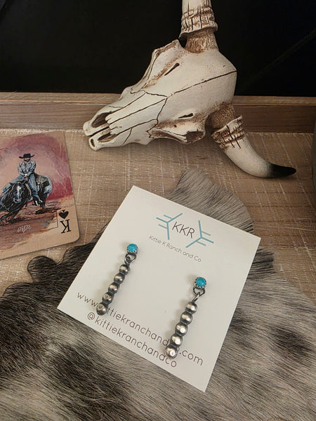 PAULINE NELSON NAVAJO PEARL DANGLE EARRINGS