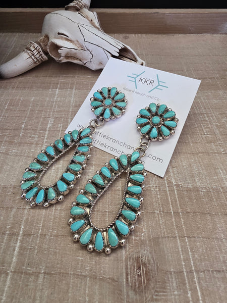 ALICIA WILSON KINGMAN TURQUOISE CLUSTER DANGLE EARRINGS