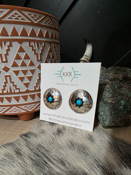 FELIX PERRY LARGE TURQUOISE SHADOWBOX STUD EARRINGS