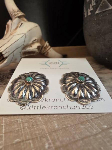 JOAN BEGAY KINGMAN TURQUOISE CONCHO STUDS
