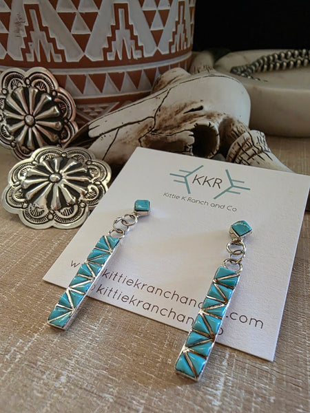 JOLEEN TSETHLIKAI TURQUOISE  DANGLE  EARRINGS