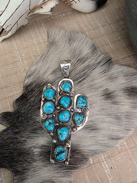 DAVID MORRIS TURQUOISE CACTUS PENDANT
