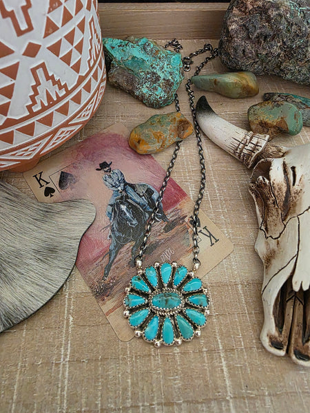 ALICIA WILSON KINGMAN TURQUOISE CLUSTER NECKLACE