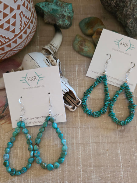 NAOMI GARCIA TURQUOISE NUGGET HOOP EARRINGS