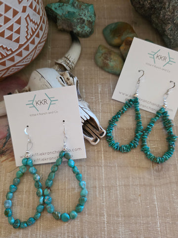 NAOMI GARCIA TURQUOISE NUGGET HOOP EARRINGS