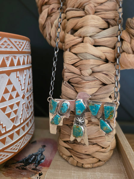 JUDE CANDELARIA ZUNI TURQUOISE THUNDERBIRD NECKLACE