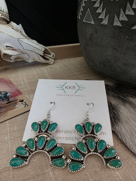 RODNEY NOTAH KINGMAN TURQUOISE CLUSTER NAJA EARRINGS