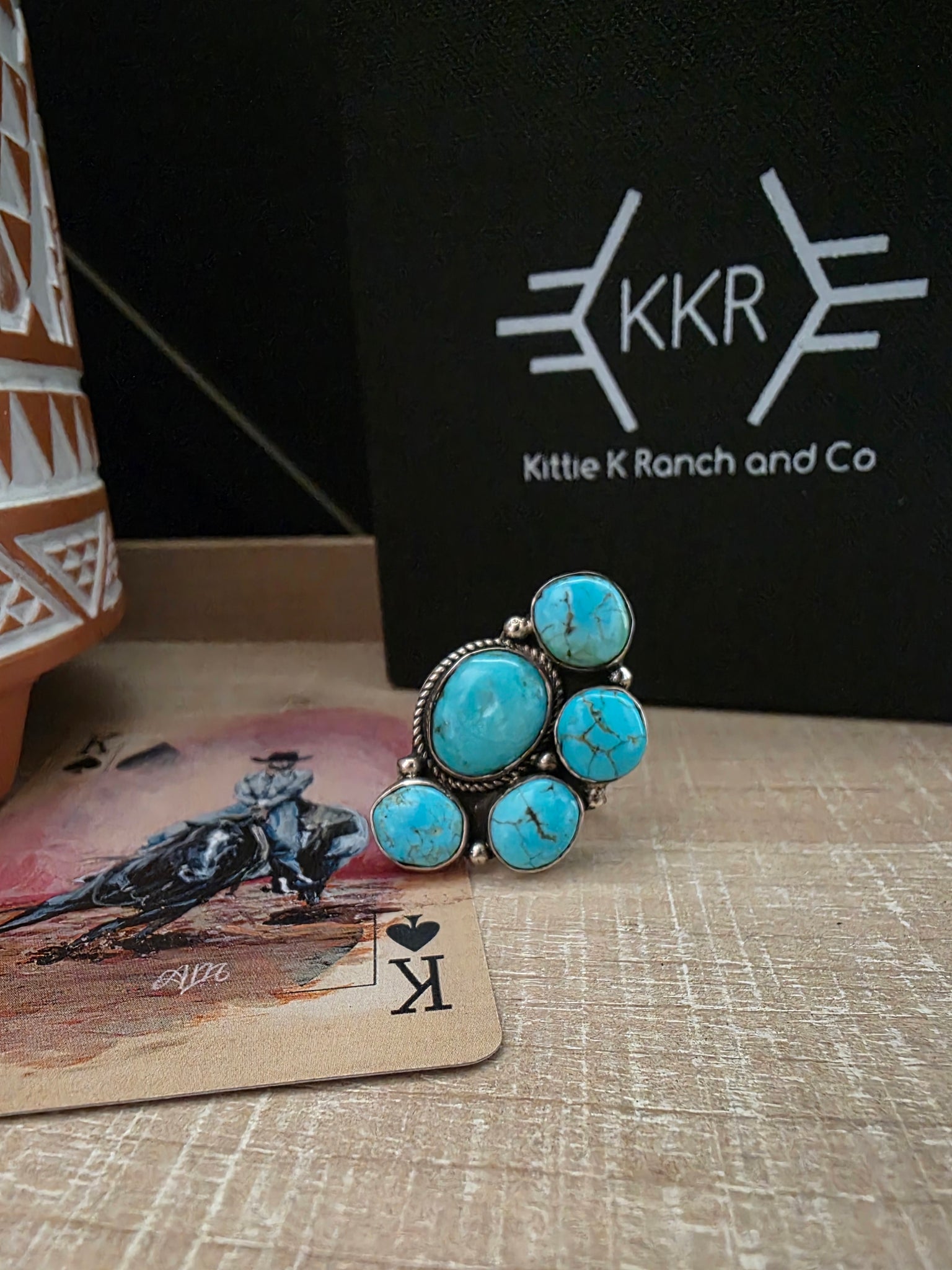 RITA DAWES HALF CLUSTER TURQUOISE RING