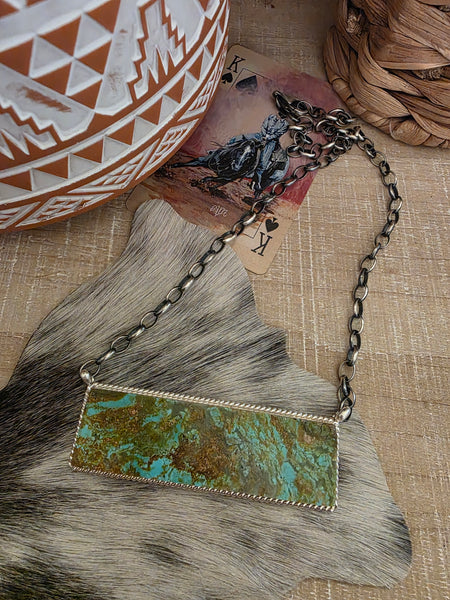 THE BRANDON ETCITTY EXTRA LARGE #8 TURQUOISE BAR NECKLACE