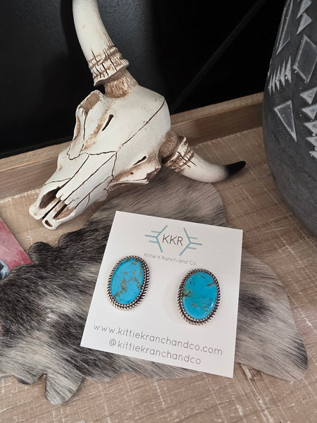LARRY ETCITTY TURQUOISE STUD EARRINGS