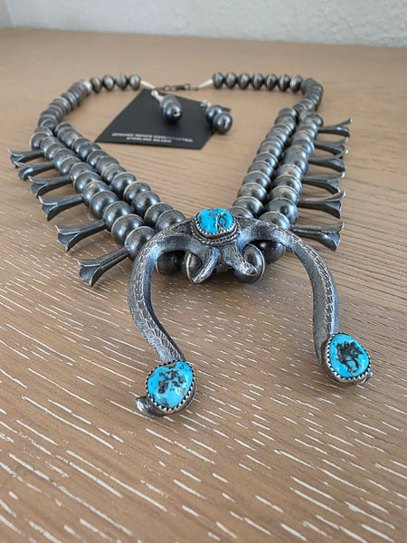 GILBERT MARTIN TURQUOISE SQUASH BLOSSOM NECKLACE SET