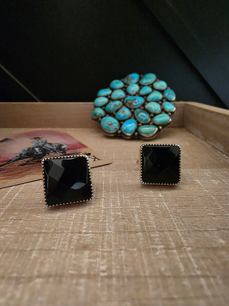 RONNIE MARTINEZ BLACK FACETED ONYX RING