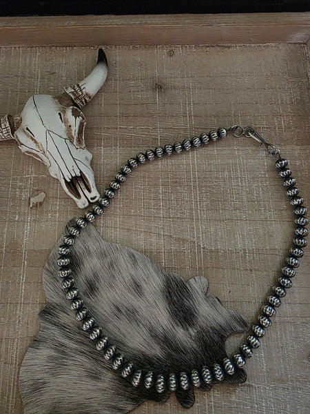 TONISHA HALEY STERLING SILVER HANDMADE STAMPED NAVAJO PEARLS