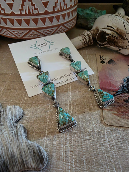 JUDITH DIXON KINGMAN TURQUOISE TRIANGLE DANGLE EARRINGS