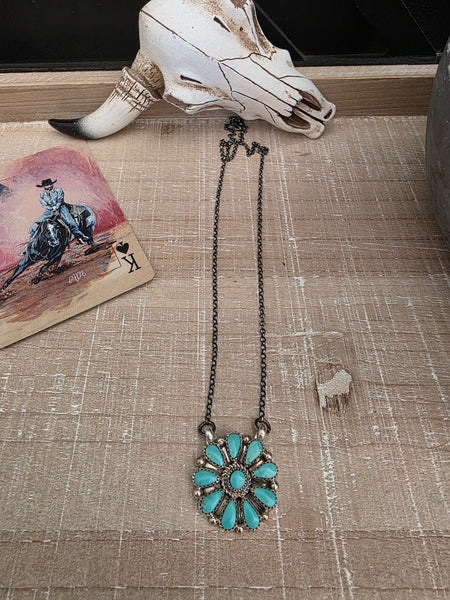 ALICIA WILSON KINGMAN TURQUOISE CLUSTER NECKLACE
