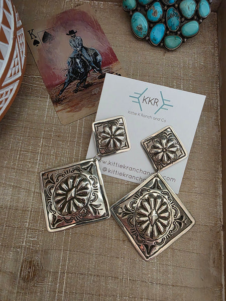 GENEVIEVE BLACKGOAT DOUBLE CONCHO EARRINGS