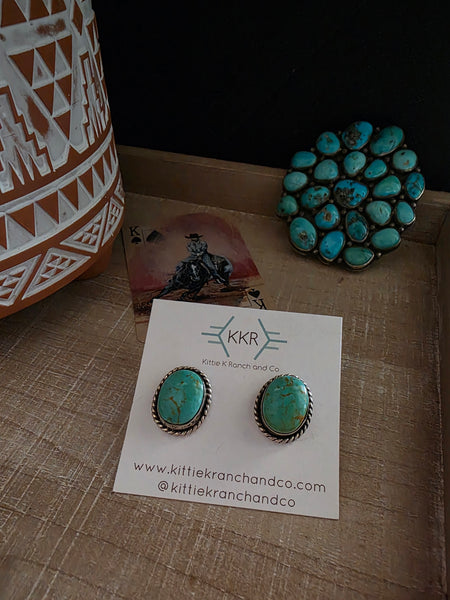 DREAMA YAZZIE KINGMAN TURQUOISE STUDS
