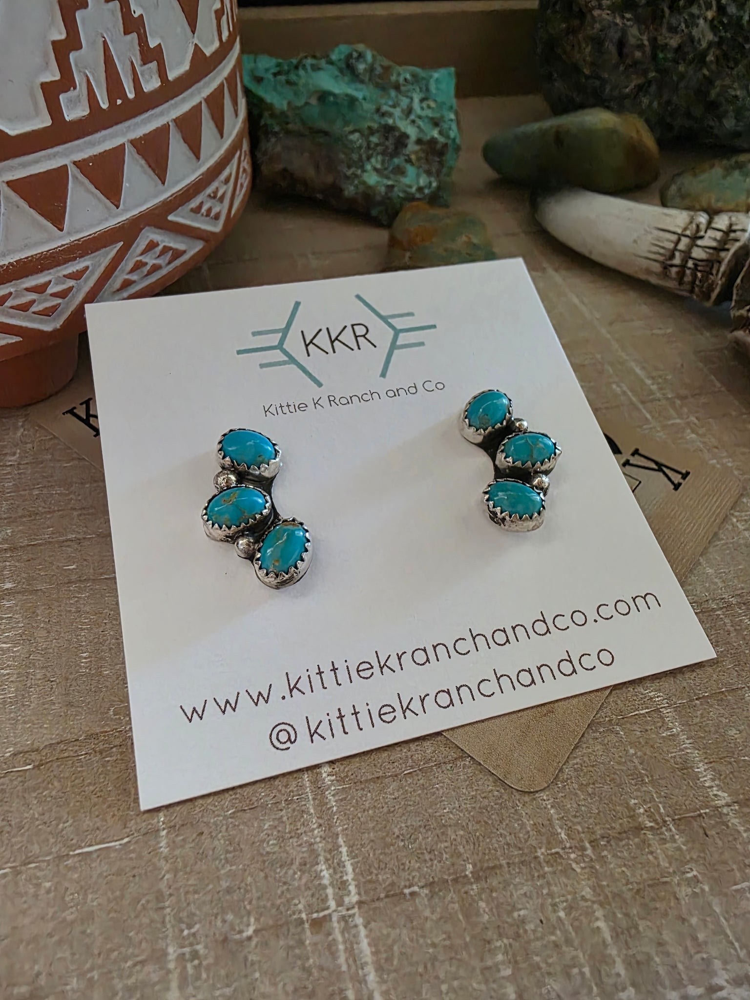 MAXINE RAMIREZ TURQUOISE TRINITY EARRINGS