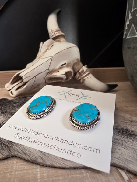 LARRY ETCITTY TURQUOISE STUD EARRINGS