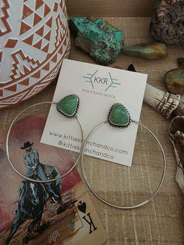 ELOUISE KEE KINGMAN TURQUOISE HOOP EARRINGS