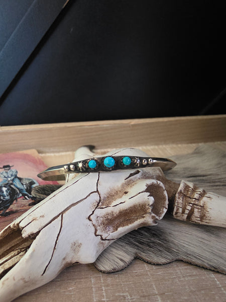 ELLA COWBOY THREE STONE TURQUOISE CUFF