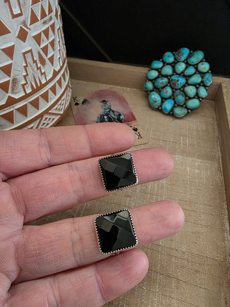 RONNIE MARTINEZ BLACK FACETED ONYX RING