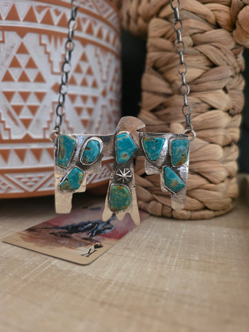 JUDE CANDELARIA ZUNI TURQUOISE THUNDERBIRD NECKLACE