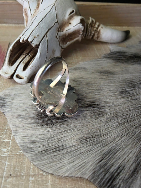 JUNIOR BEGAY KINGMAN TURQUOISE TWIST WIRE RING