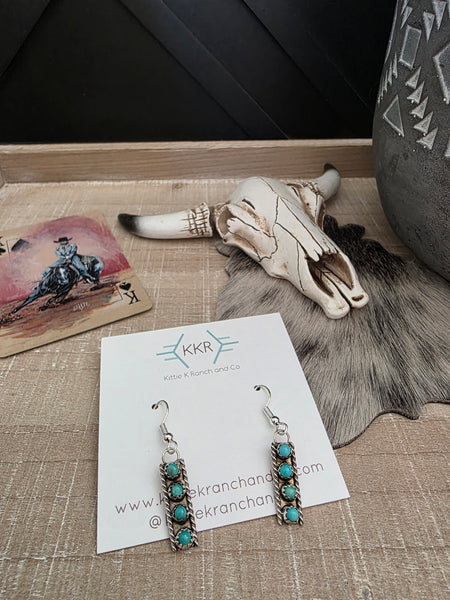 JANICE SPENCER TURQUOISE DANGLE EARRINGS