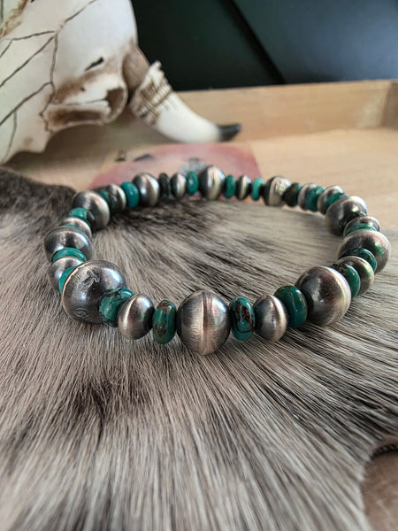 TONISHA HALEY HANDMADE NAVAJO PEARL AND TURQUOISE BRACELET