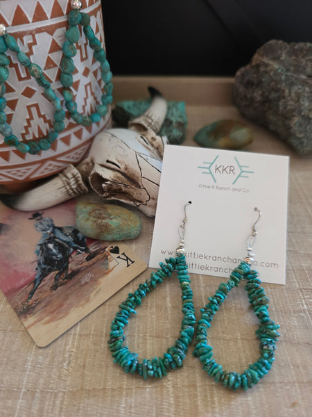 NAOMI GARCIA TURQUOISE NUGGET HOOP EARRINGS