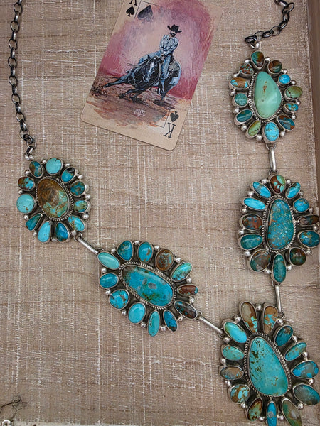 GERALDINE JAMES NUMBER 8 TURQUOISE CLUSTER NECKLACE