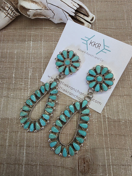 ALICIA WILSON KINGMAN TURQUOISE CLUSTER DANGLE EARRINGS