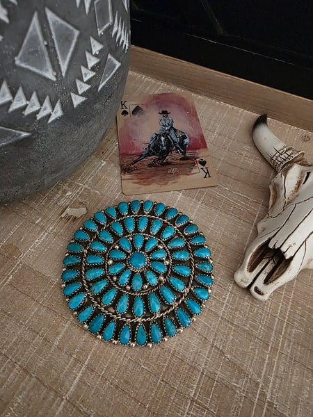 EUNICE WILSON XL TURQUOISE CLUSTER PIN