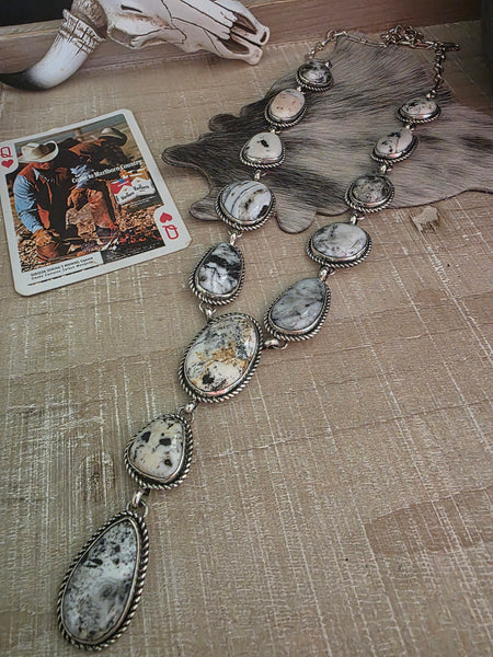 RANDY BILLY WHITE BUFFALO LARIAT NECKLACE