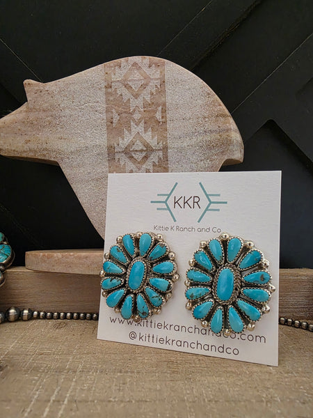 ALICIA WILSON KINGMAN TURQUOISE CLUSTER EARRINGS