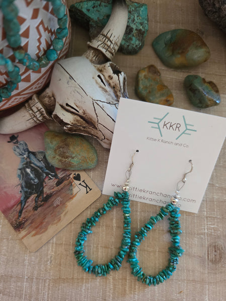 NAOMI GARCIA TURQUOISE NUGGET HOOP EARRINGS