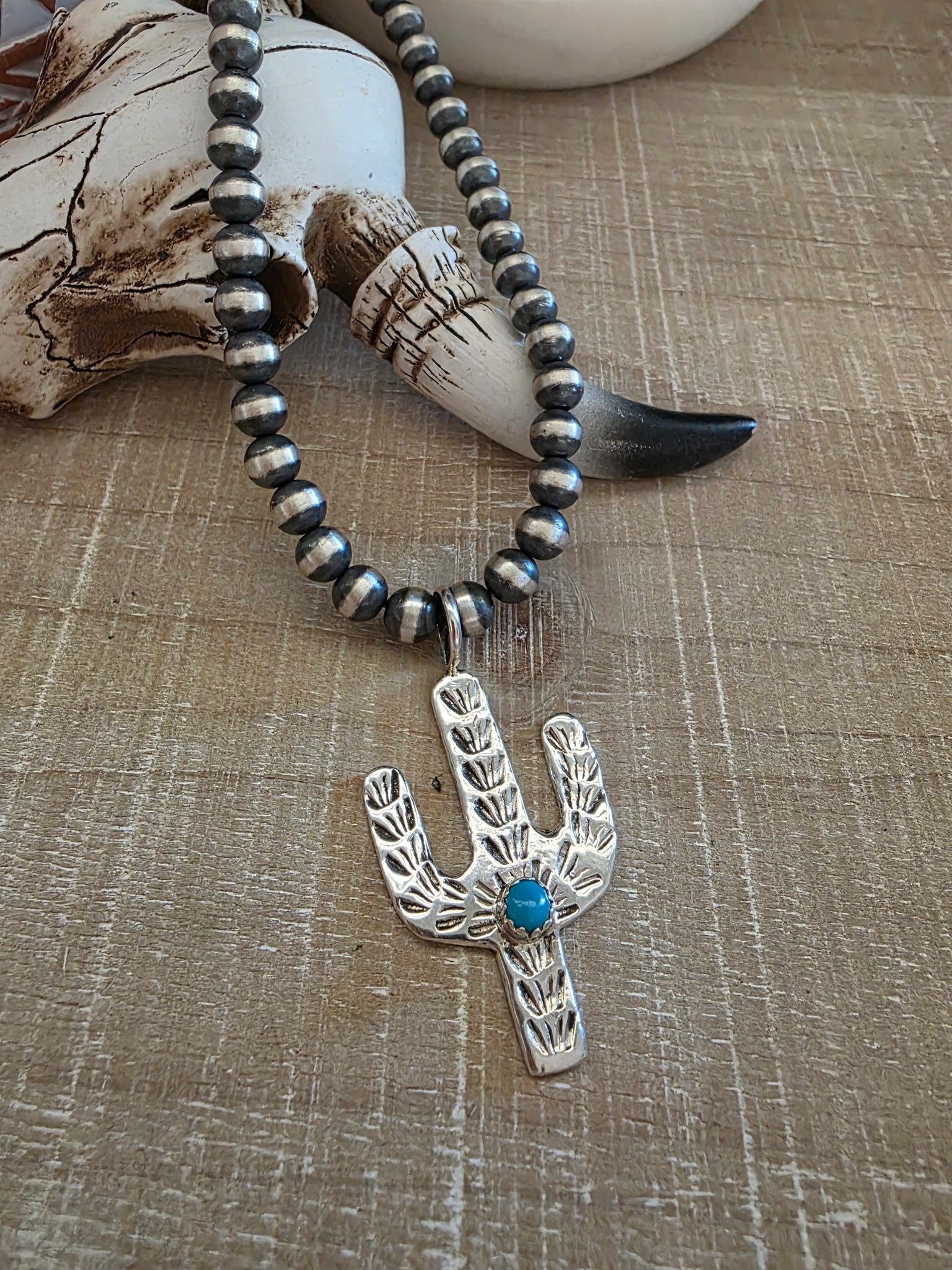 PAULINE NELSON TURQUOISE CACTUS PENDANT