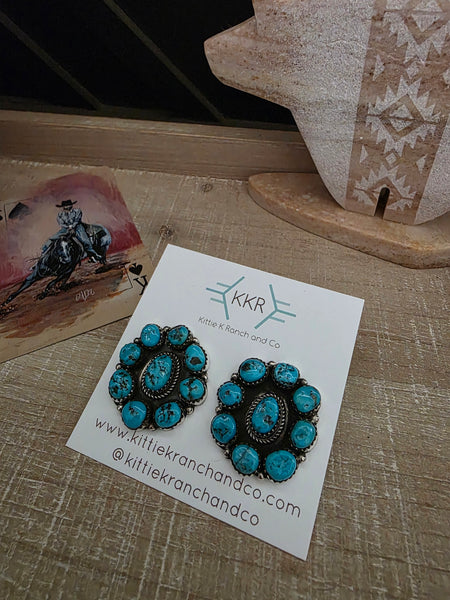 RENELL CHACO TURQUOISE CLUSTER STUD EARRINGS