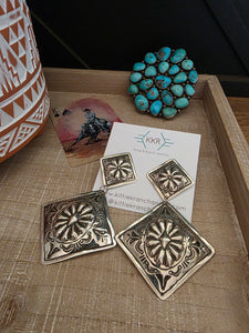 GENEVIEVE BLACKGOAT DOUBLE CONCHO EARRINGS