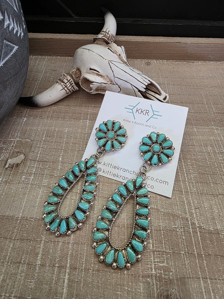 ALICIA WILSON KINGMAN TURQUOISE CLUSTER DANGLE EARRINGS