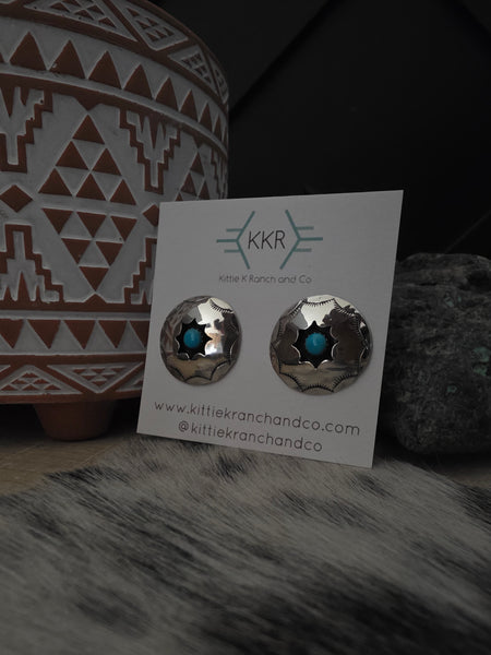 FELIX PERRY LARGE TURQUOISE SHADOWBOX STUD EARRINGS