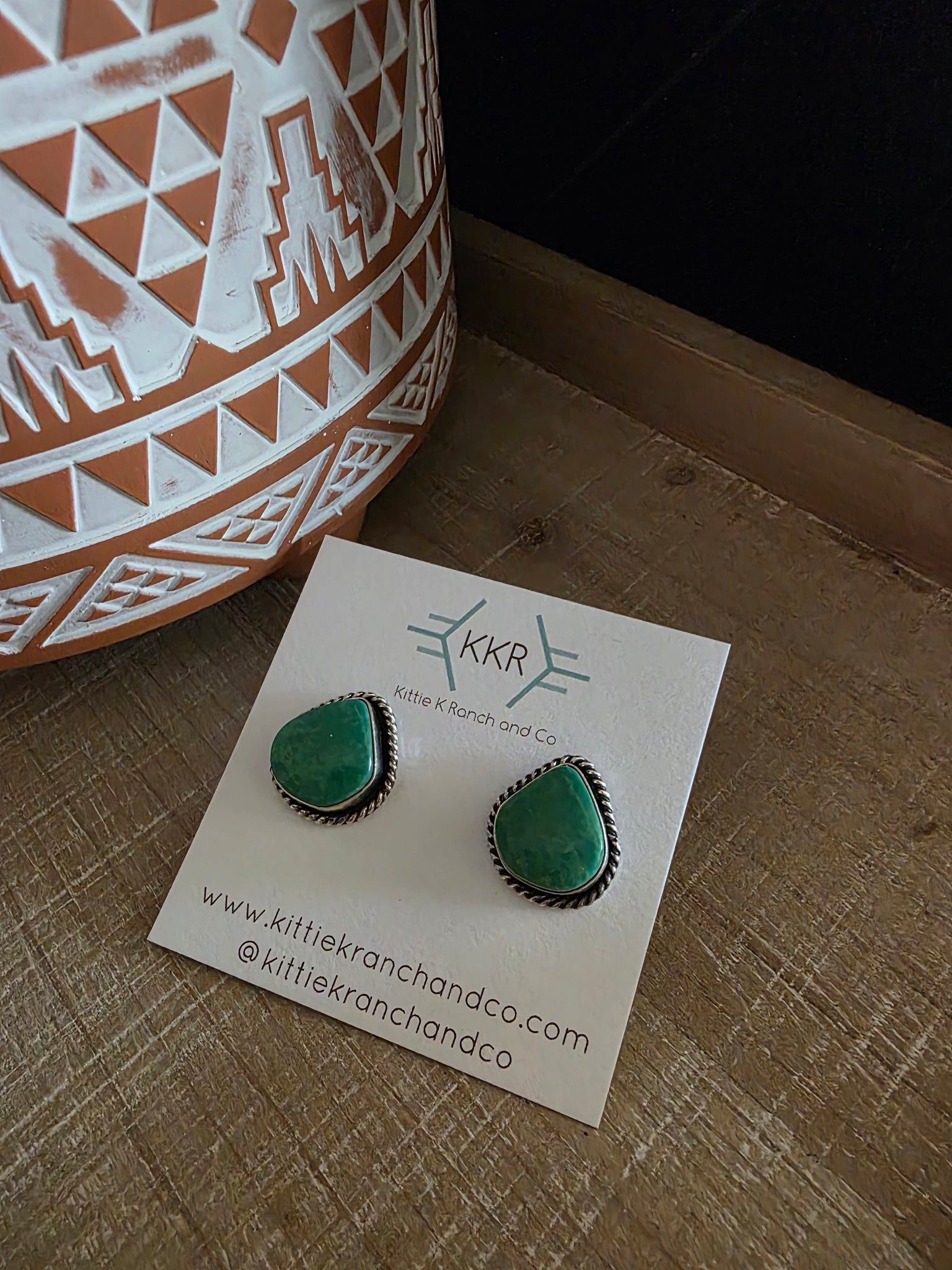 VIRGINIA BECENT KINGMAN TURQUOISE TEARDROP EARRINGS